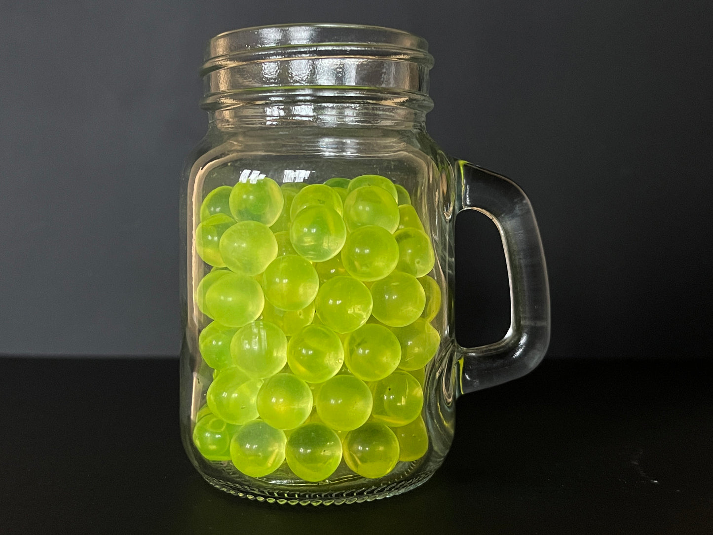 Uranium Glass Filled Drinks Jar