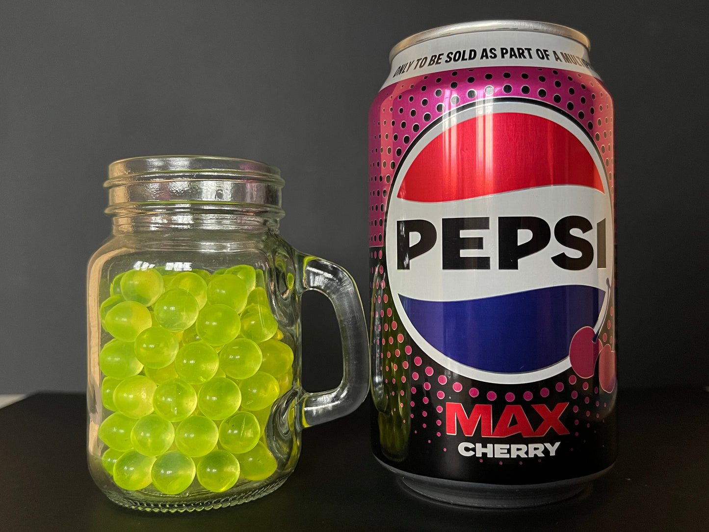 Uranium Glass Filled Drinks Jar