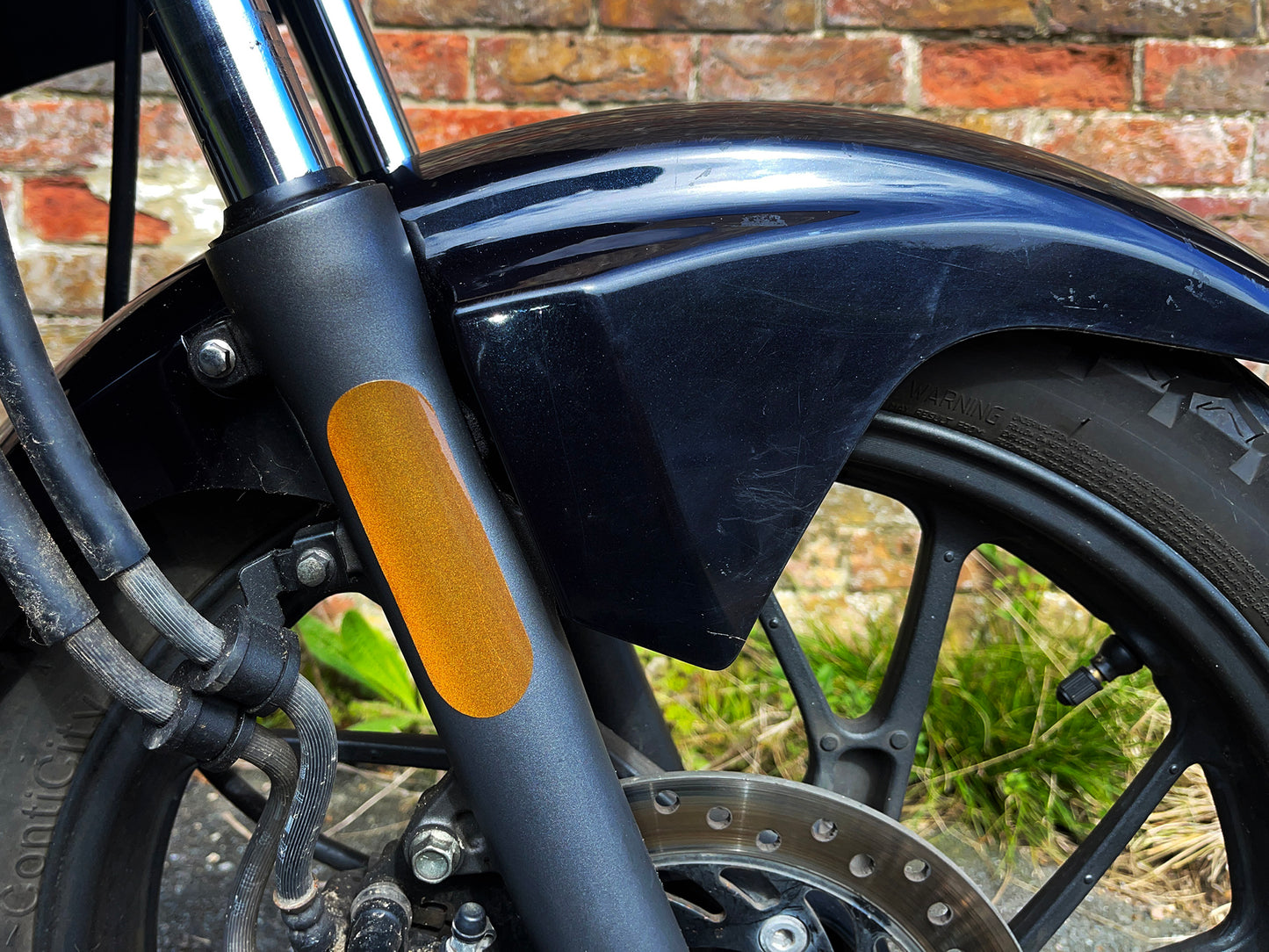 Veloviz Black STEALTH Reflective Amber Orange Motorcycle Fork Reflector Stickers OG