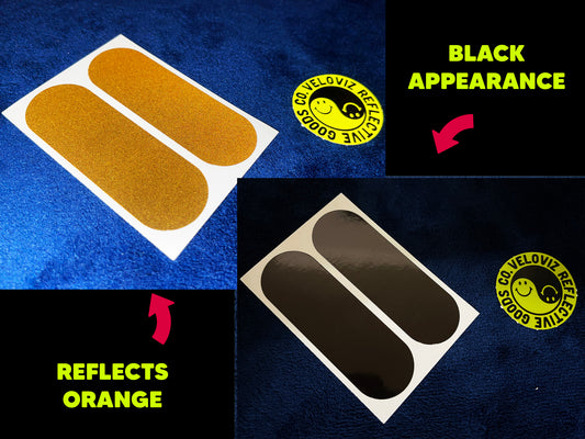 Veloviz Black STEALTH Reflective Amber Orange Motorcycle Fork Reflector Stickers OG