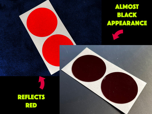 Veloviz Black STEALTH Reflective RED Motorcycle Fork Reflector Stickers ROUND