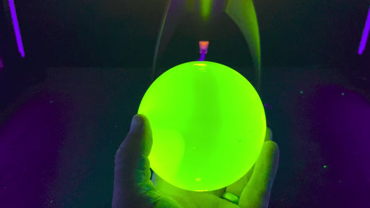 Uranium Glass 4 inch Sphere - With Stand