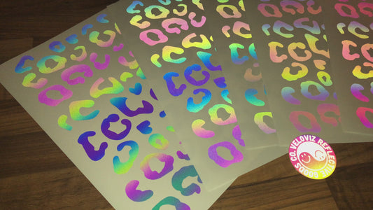 Rainbow Bright Reflective Leopard Print Cargo Bike Stickers