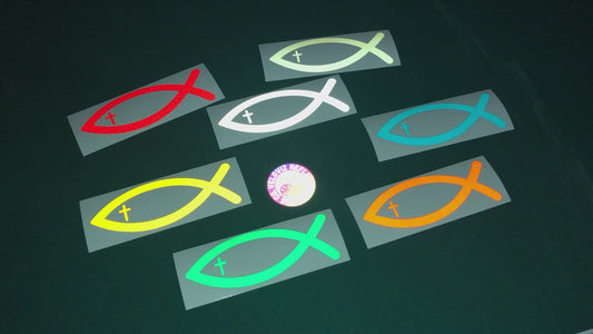 Valueviz Reflective Jesus Fish Cross Ichthys Stickers