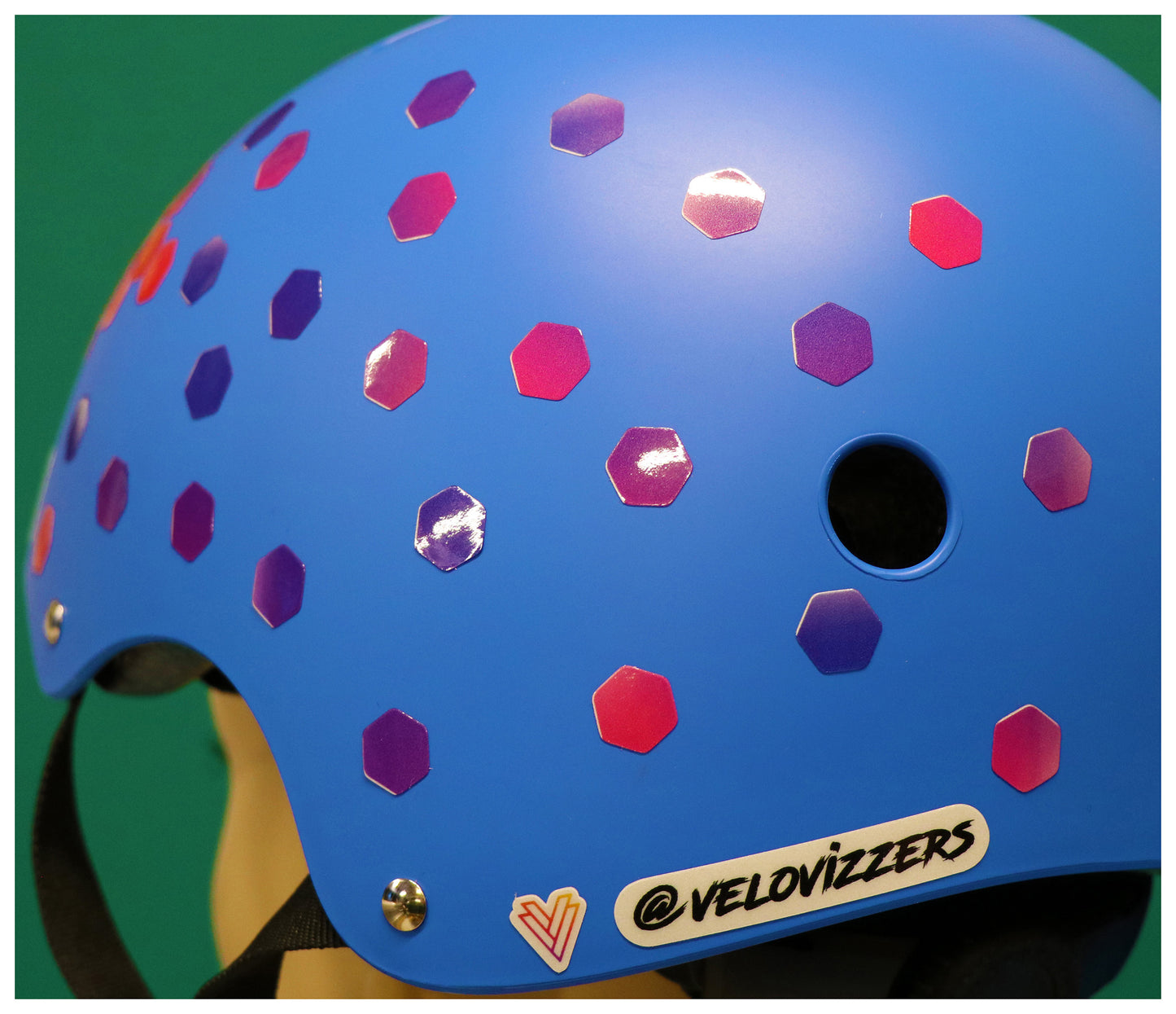 Reflective Helmet Shape Stickers - Hexagons