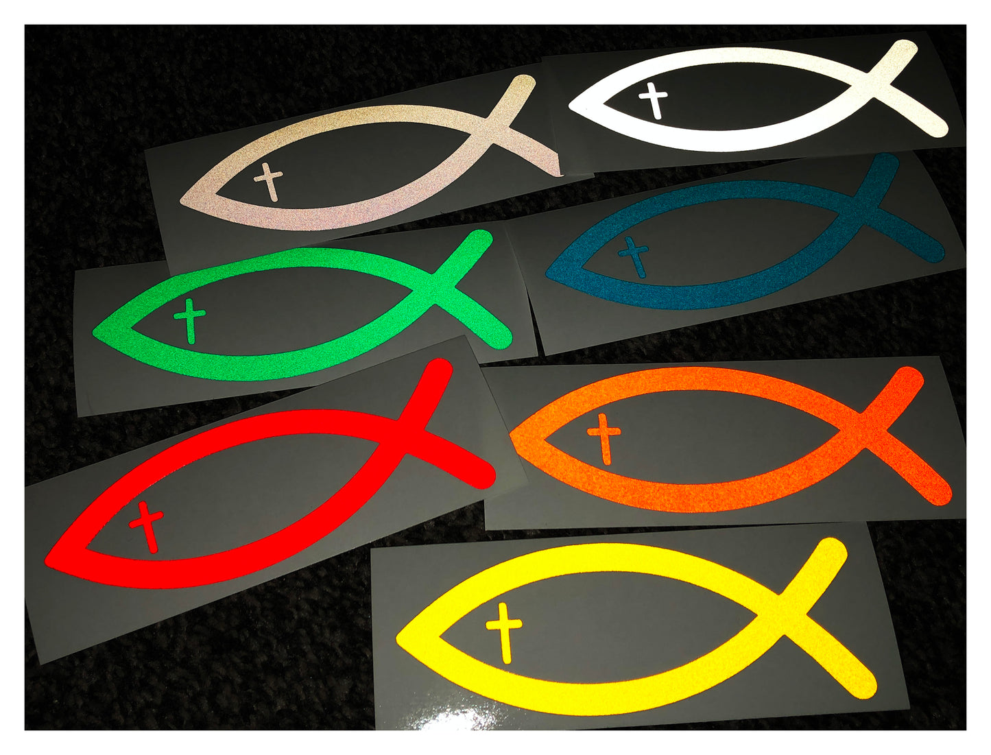 Valueviz Reflective Jesus Fish Cross Ichthys Stickers