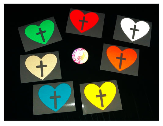 Valueviz Reflective Jesus Heart Ichthys Stickers