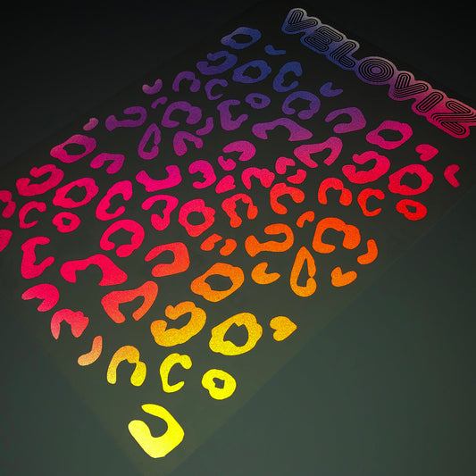 Reflective Leopard Print A4 Cargo Bike Stickers - Super Fade