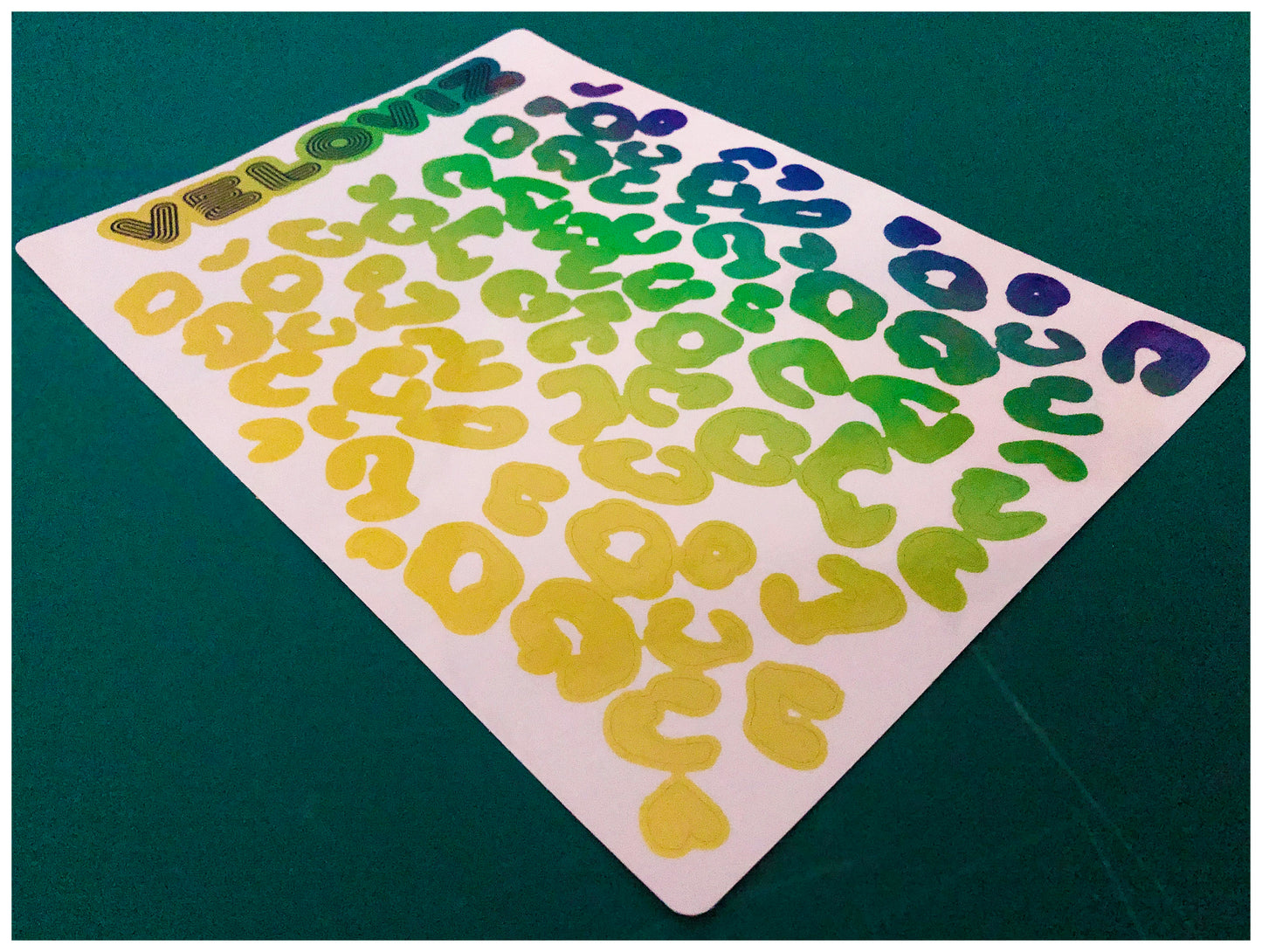 Reflective Leopard Print A4 Cargo Bike Stickers - Green Yellow Fade