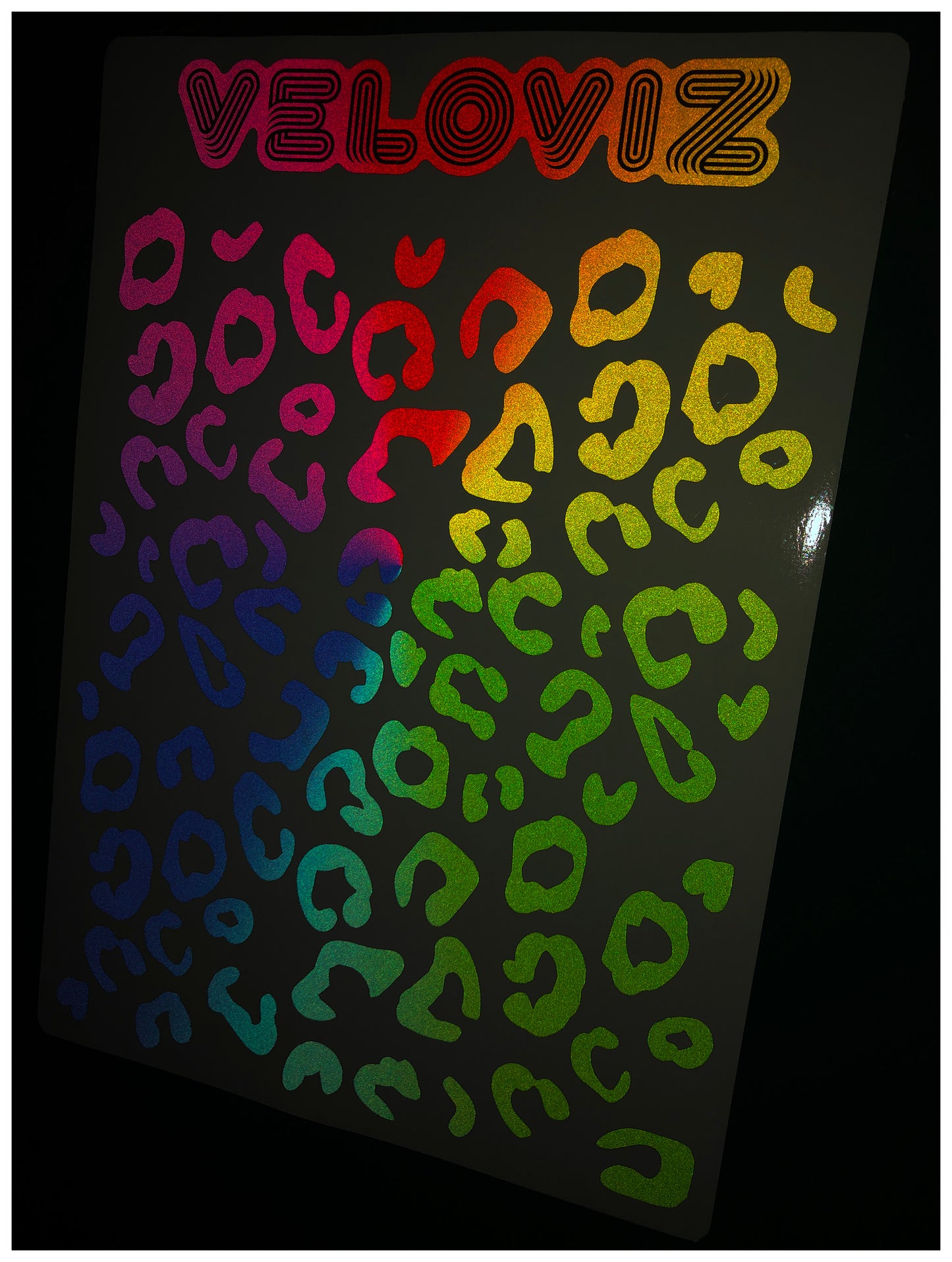 Reflective Leopard Print A4 Cargo Bike Stickers - Neon Fade