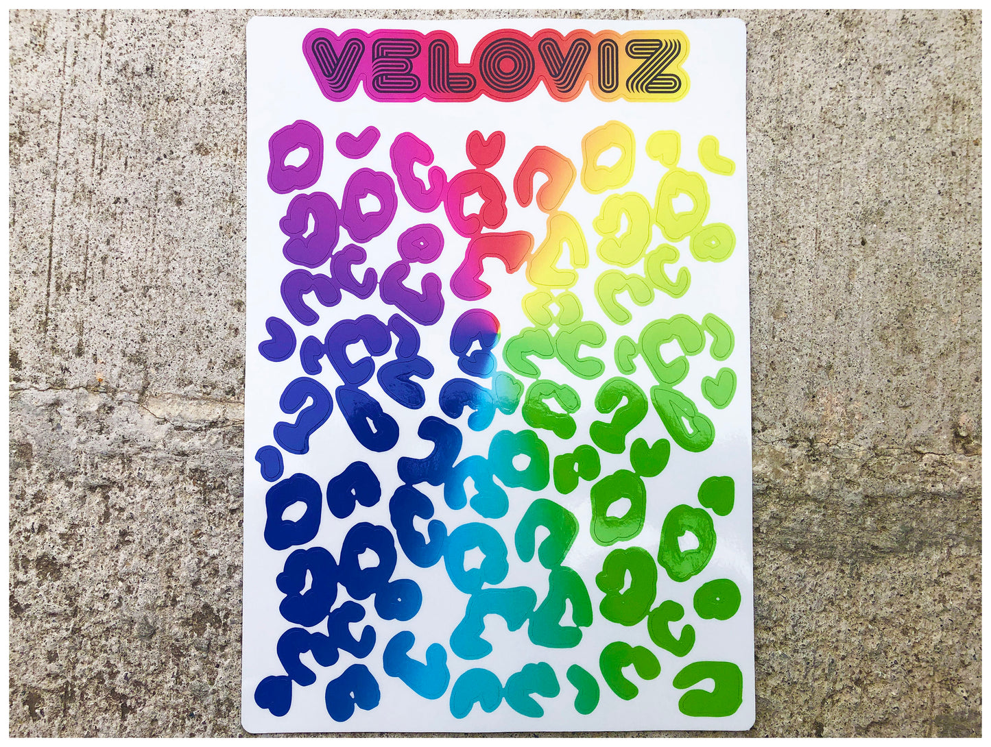 Reflective Leopard Print A4 Cargo Bike Stickers - Neon Fade