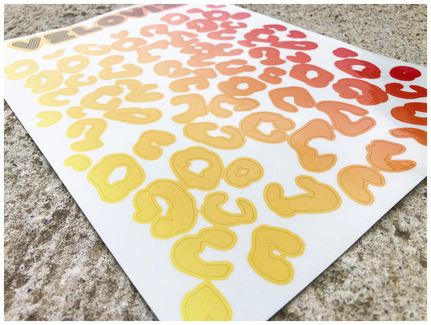 Reflective Leopard Print A4 Cargo Bike Stickers - Orange Yellow Fade