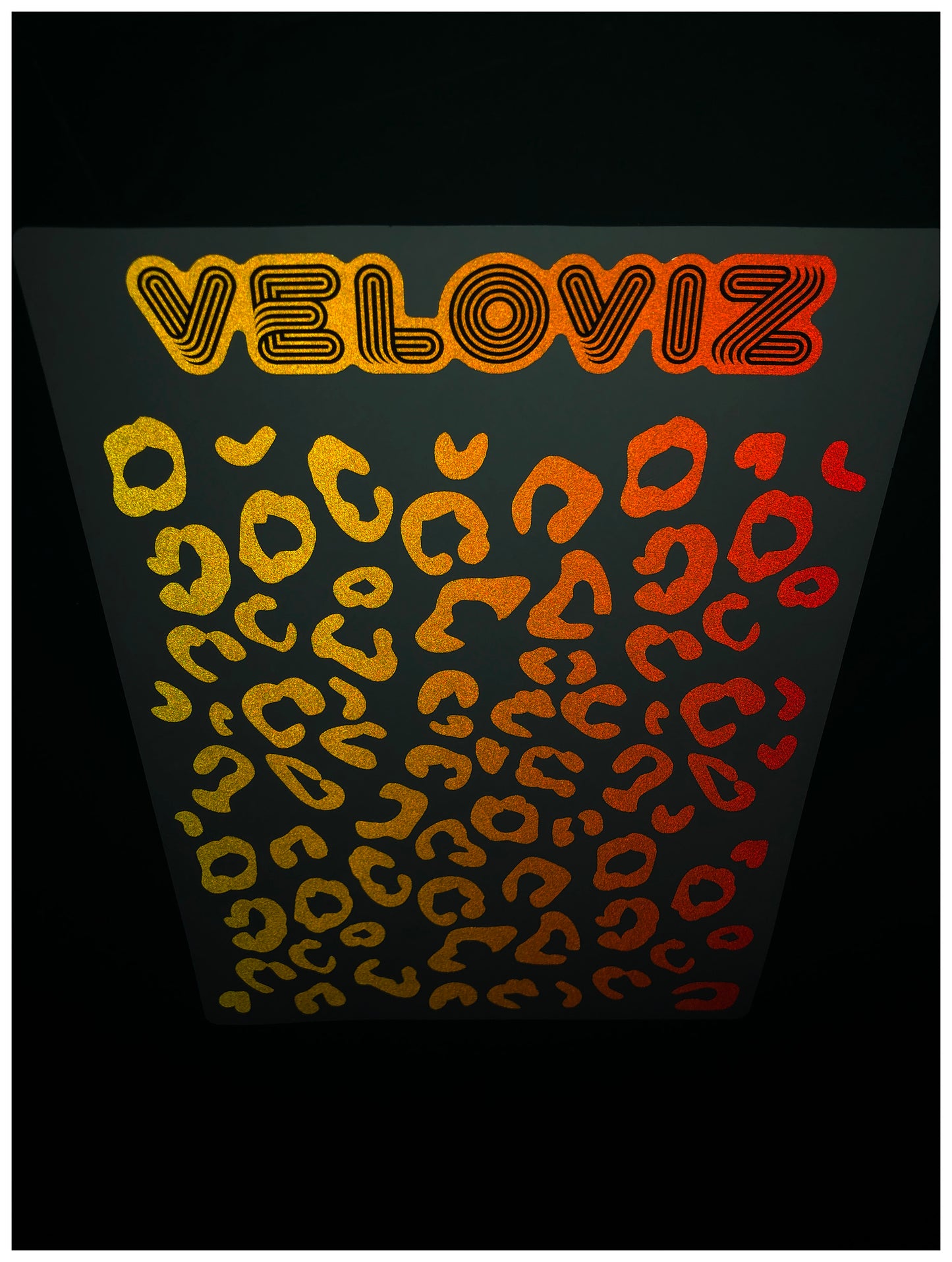 Reflective Leopard Print A4 Cargo Bike Stickers - Orange Yellow Fade