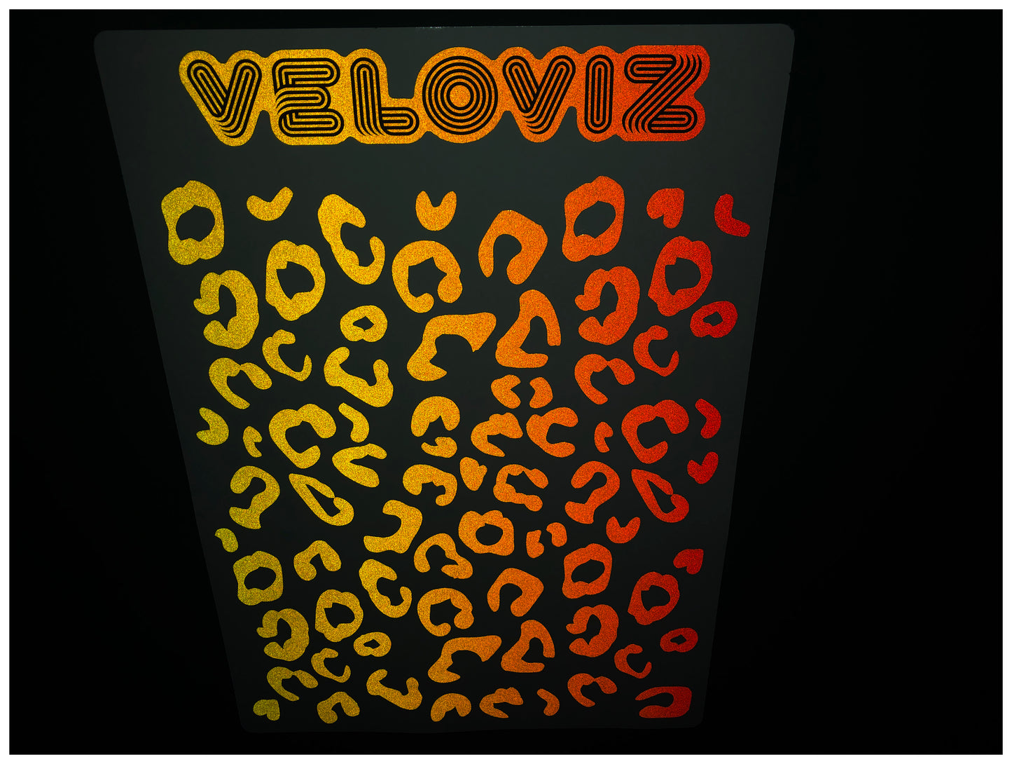 Reflective Leopard Print A4 Cargo Bike Stickers - Orange Yellow Fade