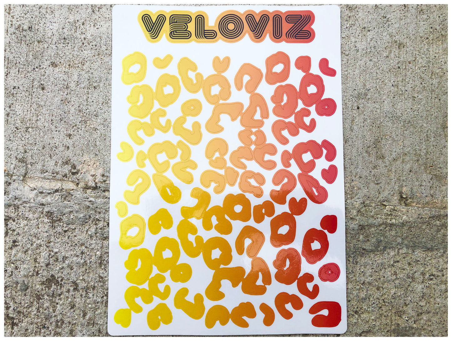 Reflective Leopard Print A4 Cargo Bike Stickers - Orange Yellow Fade