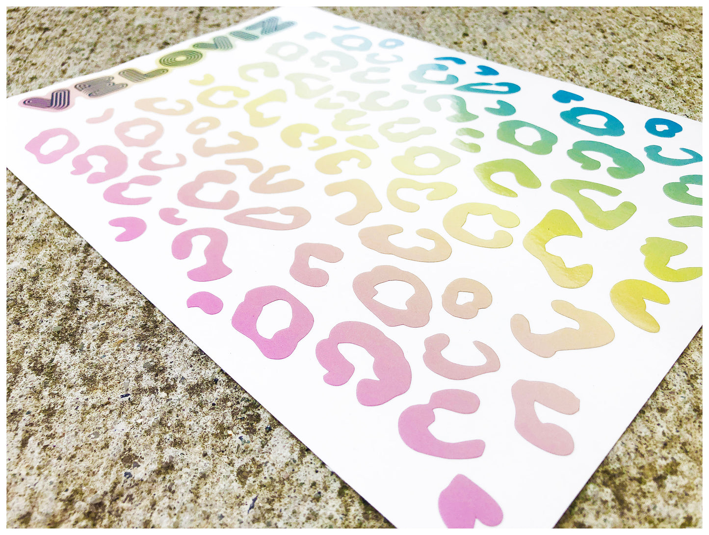 Reflective Leopard Print A4 Cargo Bike Stickers - Pastel Fade