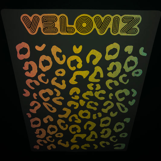 Reflective Leopard Print A4 Cargo Bike Stickers - Pastel Fade