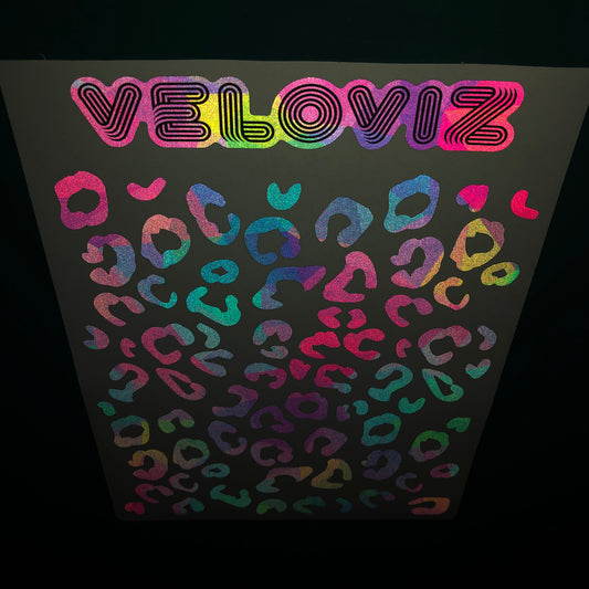 Reflective Leopard Print A4 Cargo Bike Stickers - Pastel Geo