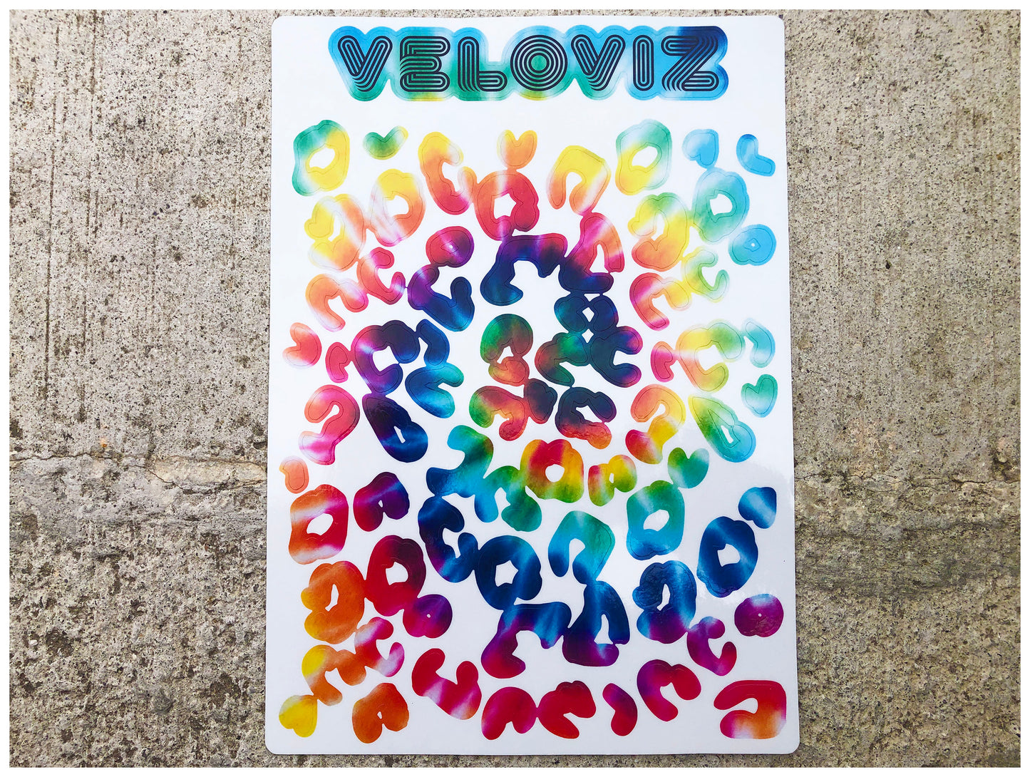 Reflective Leopard Print A4 Cargo Bike Stickers - Tie Dye