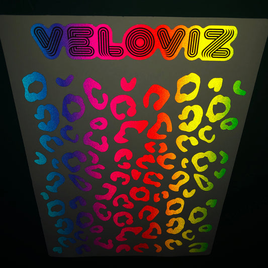 Reflective Leopard Print A4 Cargo Bike Stickers - Vibrant Fade