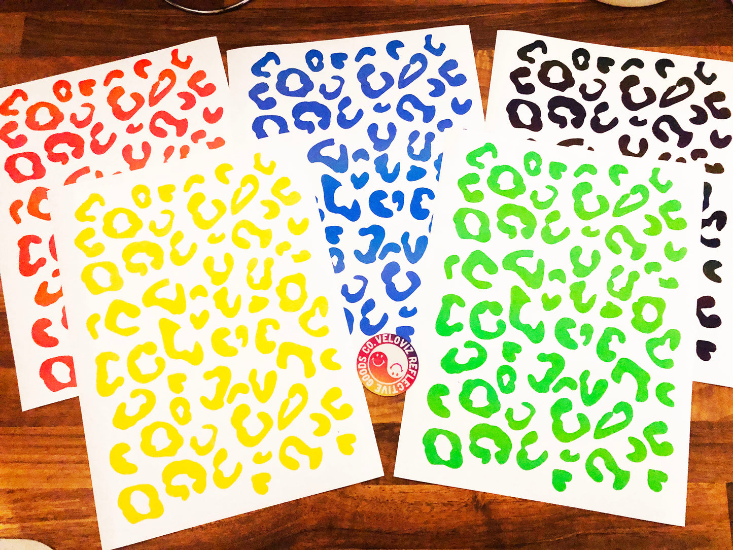 Rainbow Bright Reflective Leopard Print Cargo Bike Stickers