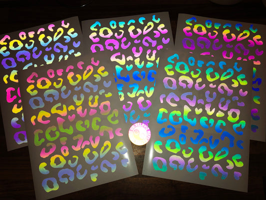 Rainbow Bright Reflective Leopard Print Cargo Bike Stickers